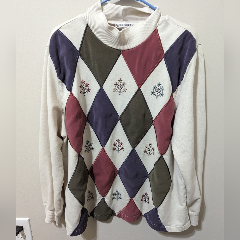 Vintage Argyle Alfred Dunner Sweater, XL